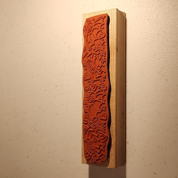 Halloween Dancing Bats & Spiders Wood Mounted Rubber Stamp Candy Corn Stars - Picture 3 of 4